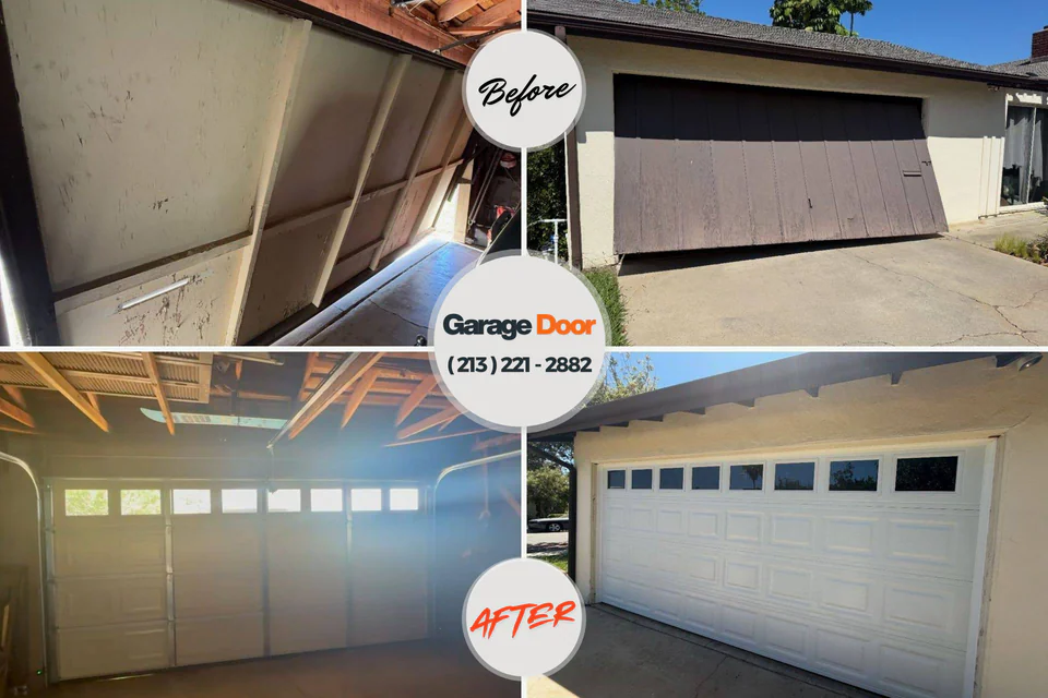 Before and after: garage door repair Woodridge, IL